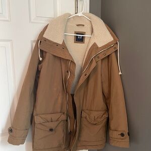 GAP Men's Brown Jacket with Sherpa Lining